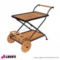 Carrello pieghevole in teak e ferro con ruote Longlife120x80x74