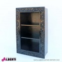 Libreria barocca pensile nera 2 ripiani in legno 33x60xh100