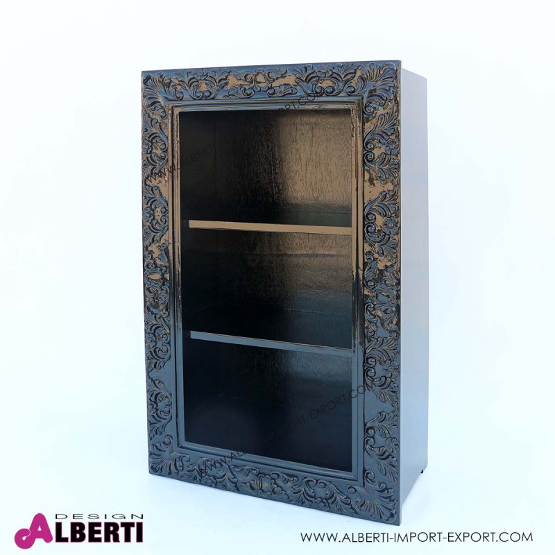 962 BA2029_a Libreria pensile nera 2 ripiani  legno 33x60xh100