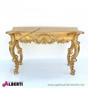 Console Bonjour barocco in foglia oro 128x51