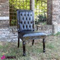 Sedia barocco Porto Cervo nera con eco pelle coccodrillo nero 56x68x112