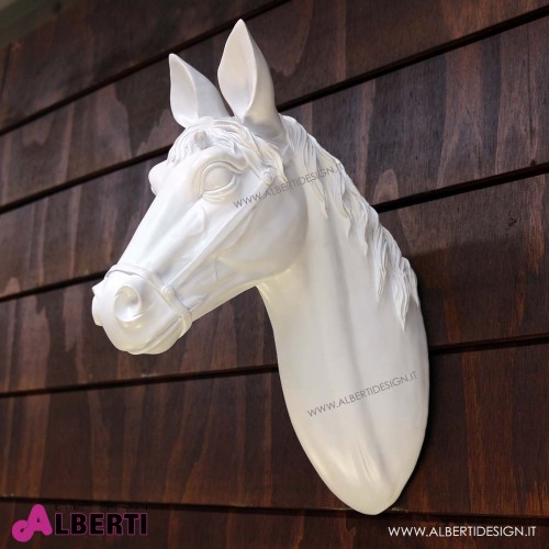 Testa di cavallo da muro HorseHead bianco 14x32xH41 cm