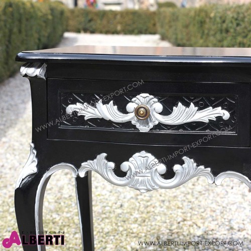 962 BACLUGAB-S_a Comodino barocco Lugano black-silver 51x42x67