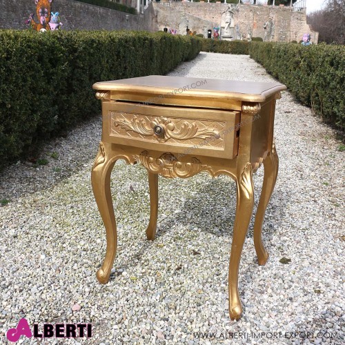 962 BACLUGAGL_a Comodino barocco Lugano gold foglia 51x42x67