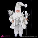 Babbo Natale in piedi bianco e argento in stoffa H45cm