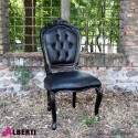 Sedia barocco Parigi plus nera con pelle nera 55x55x110