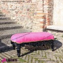 Panca barocco black  con tessuto fucsia simil-Alcantara 125x75x53