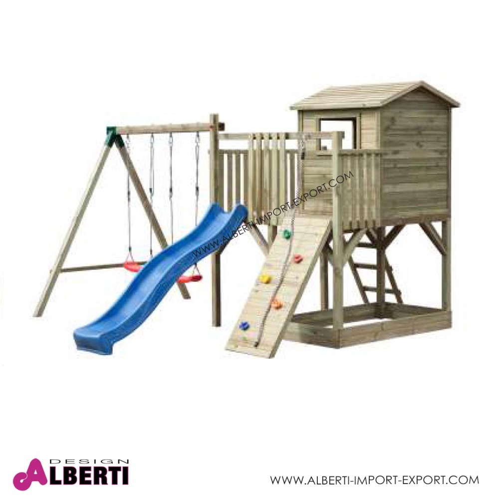 Casetta in Legno per Bambini Altalena Scivolo Parco Giochi