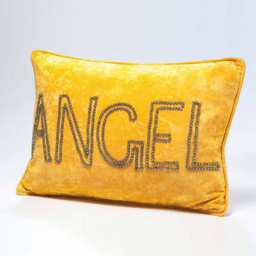 962 KA34959_a Cuscino giallo con scritta Angel in rilievo 35x50cm