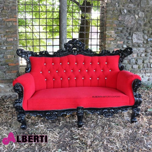 Divano barocco french 2 posti black/red 180cm