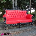 Divano barocco french 2 posti black/red pelle 180