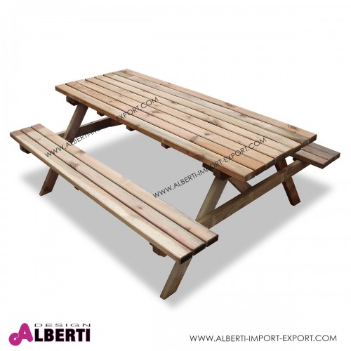 Tavolo Pic-nic legno con panche per esterno LINDA 32mm 180x140xh75imp