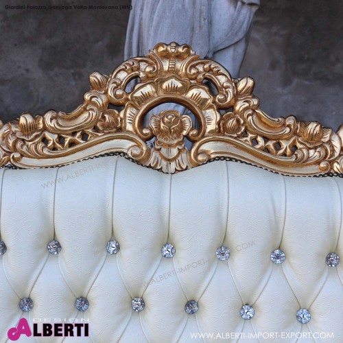 962 BADIV2GL^C_b Divano FRENCH 2p gold fog./cream tess.c/motivo ornam.160x83x118