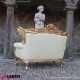 962 BADIV2GL^C_d Divano FRENCH 2p gold fog./cream tess.c/motivo ornam.160x83x118