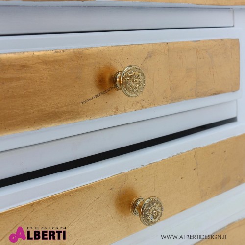 962 BA2098_a Comodino barocco 3 cassetti bianco decorazioni oro 46x50x69