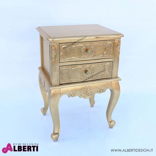 962 BA2101_a Comodino barocco 2 cassetti foglia oro 50x40x72