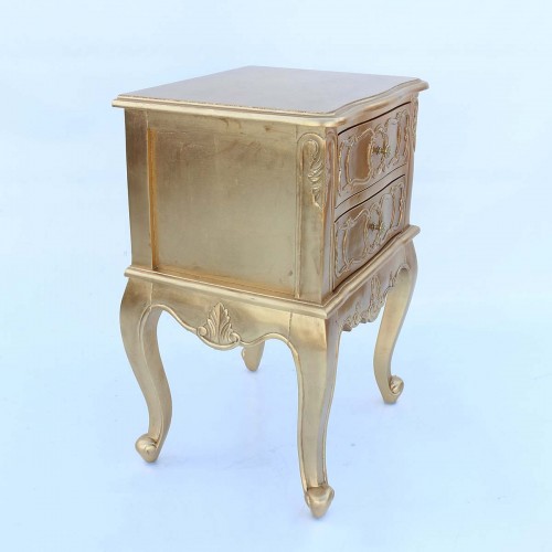 962 BA2101_a Comodino barocco 2 cassetti foglia oro 50x40x72