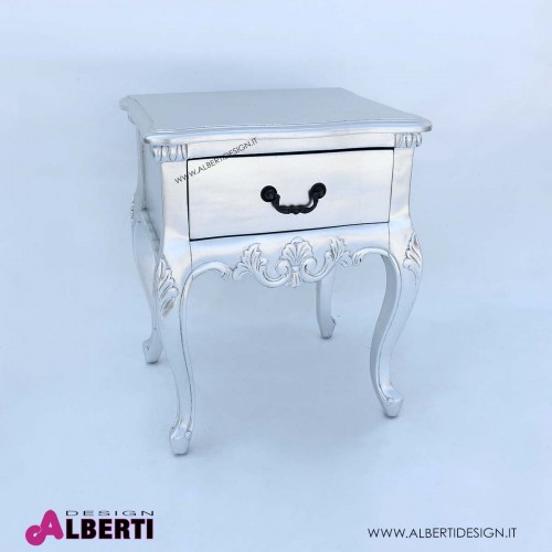 962 BA2104_a Comodino 1 cassetto foglia argento 50x41x63 cm