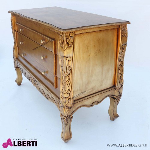 962 BA2108_a Comò 3 cassetti foglia oro 105x51x85 cm