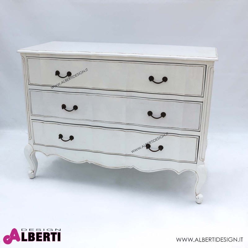 962 BA2115_a Comò 3 cassetti bianco anticato 120x51x90 cm