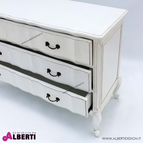 962 BA2115_a Comò 3 cassetti bianco anticato 120x51x90 cm