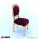 962 BA2126_a Sedia Versailles baby foglia oro/velluto bordeaux 45x43x85 cm