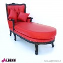 Chaise Lounge barocca black/ pelle eco rossa 188x72x120
