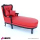 962 BA2130_b Chaise Lounge 188x72x120 black/  velluto rosso