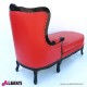 962 BA2130_c Chaise Lounge 188x72x120 black/  velluto rosso