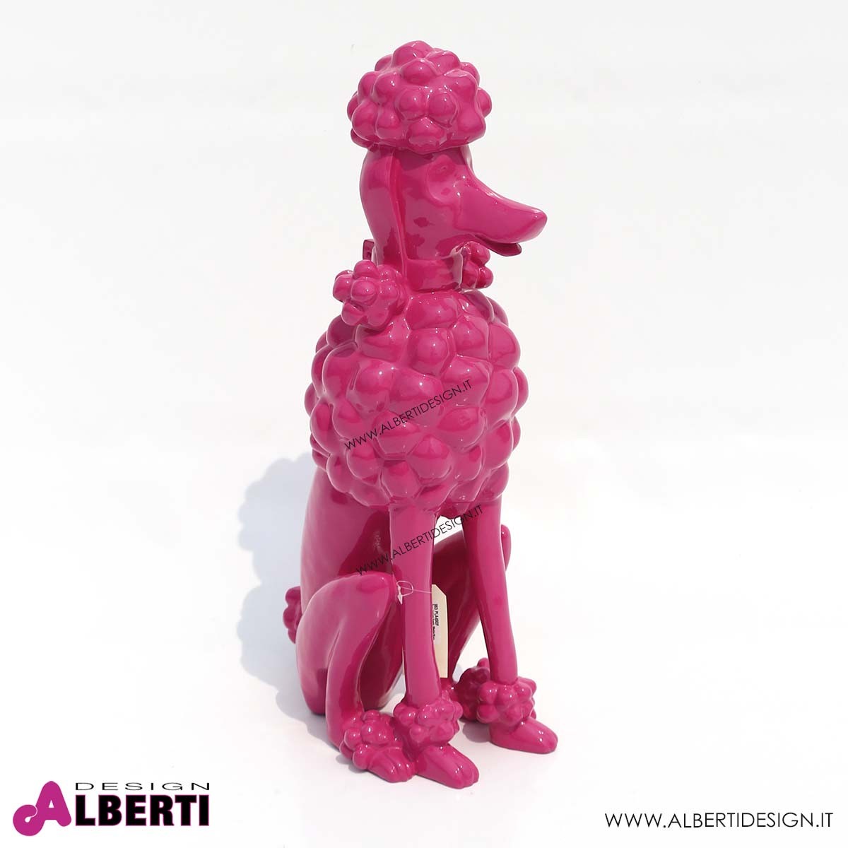Scultura cane palloncino rosa in poliresina — Qechic