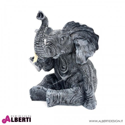 Elefante grigio e nero vetro resina L50H57cm
