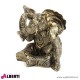 Elefante color oro seduto in vetro resina L50 H46cm