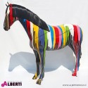 Cavallo artistico in vetroresina con strisce di colore 205x240cm