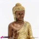 963 PLB33_b Buddha in vetro resina seduto con drappeggio colore oro H44cm