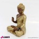 963 PLB33_d Buddha in vetro resina seduto con drappeggio colore oro H44cm