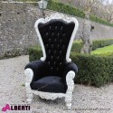 Poltrona KING barocco white/black simil- Alcanara