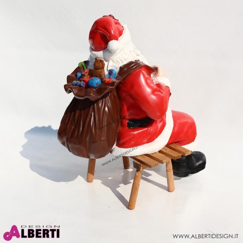 Babbo Natale su panca H58 cm