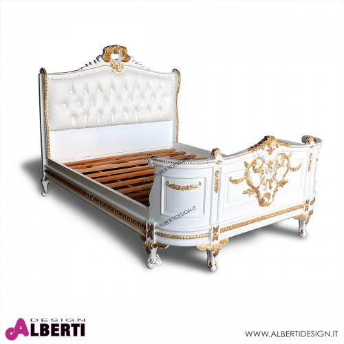 962 BA2094_a Letto Bonaparte 150x200 bianco con decori oro