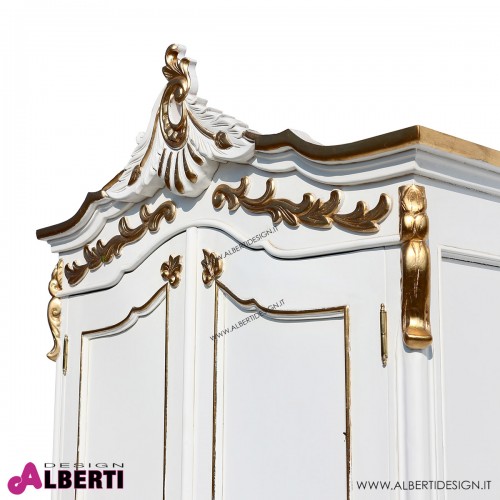 962 BA2120_a Armadio 2 ante bianco decorazioni oro 110x51x220 cm