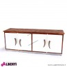 962 MA1228_a Credenza Primitiv plus 207x58x77 vetro s/piano, gambe inox, ante  bian.maniglie a forma di corna