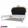 Letto LION barocco oro-bianco/ tessuto nero. L180 x P218 x H180