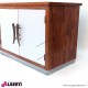 962 MA1229_f Credenza Primitiv 207x58x77 vetro s/piano, gambe inox, ante bian.,maniglie a forma di corna