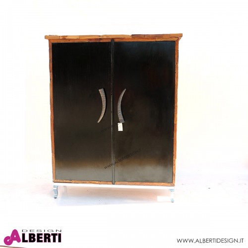 Credenza PRIMITIV plus 123x43x155 in teak di recupero con gambe in acciaio INOX