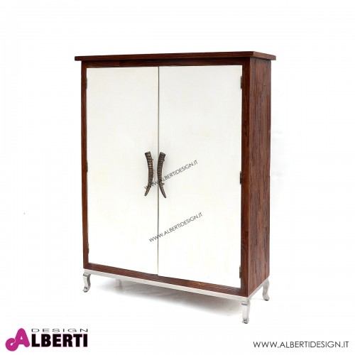 Credenza PRIMITIV 123x43x155 in teak plus con gambe in acciaio INOX