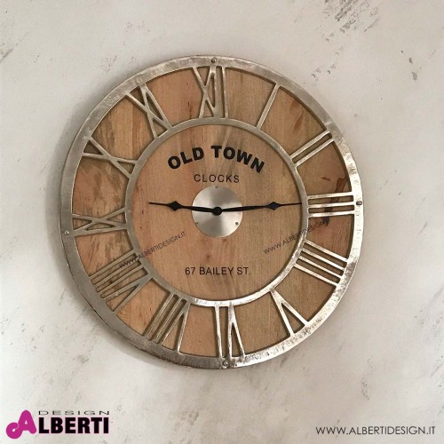 962 LL7101051_g Orologio parete rotondo in legno nickel Ø 61cm