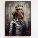 Quadro Iron Queen Dog in metallo 100x75x9cm