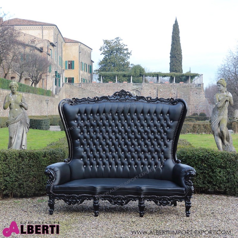 Divano MARILYN black/black pelle sintetica 212x78x174