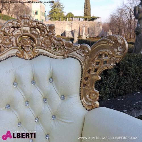 962 BAPOLGL^C_b Poltrona FRENCH gold foglia/creamtesuto c/motivo ornam. 88x83x118