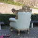 962 BAPOLGL^C_f Poltrona FRENCH gold foglia/creamtesuto c/motivo ornam. 88x83x118