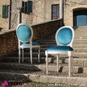 Sedia Classic barocca silver/blu